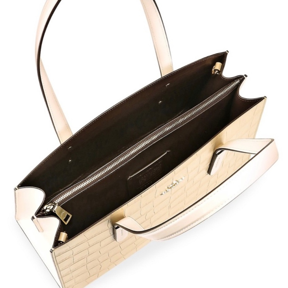 Coach Nina Two-Tone Croc Embossed Leather Structured Tote Handbag - Picture 4 of 9